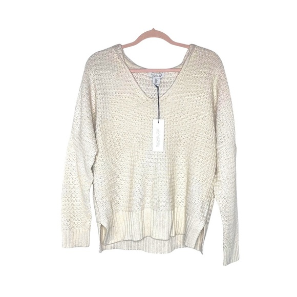 RACHEL ZOE Ivory Relaxed Hooded Sweater M NWT - Picture 2 of 15